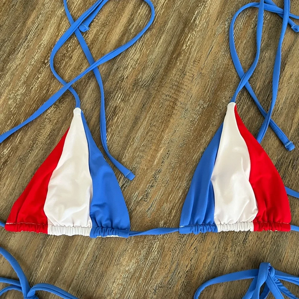 NWOT Red, White, and Blue Tie Bikini - Picture 4 of 6